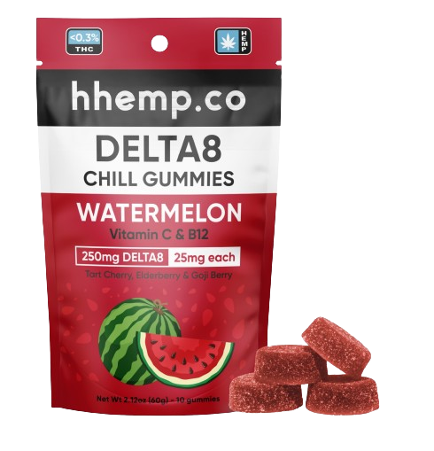 hhemp.co Delta 8 250mg 10pk Chill Gummies Watermelon - (12ct Box) - hhemp.co Wholesale 