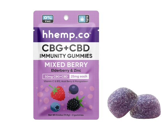 hhemp.co CBG+CBD 50mg 2pk Immunity Gummies - (24ct Box) - hhemp.co Wholesale 