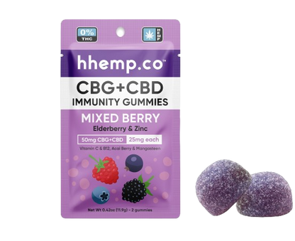 hhemp.co CBG+CBD 50mg 2pk Immunity Gummies - (24ct Box) - hhemp.co Wholesale 