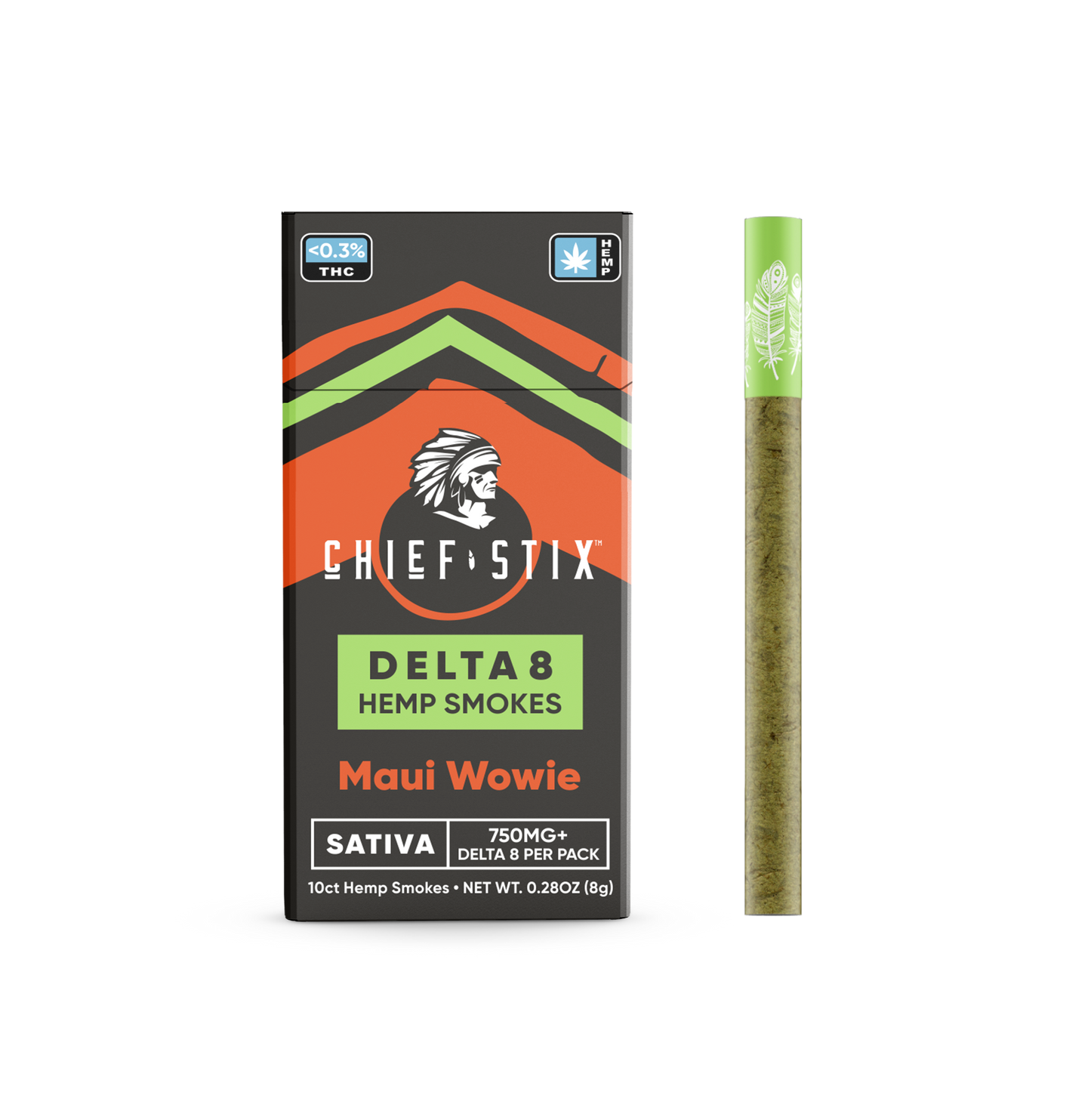 Chief Stix Delta 8 Hemp Smokes 10ct 750mg Maui Wowie - (10pk Carton) - hhemp.co Wholesale 