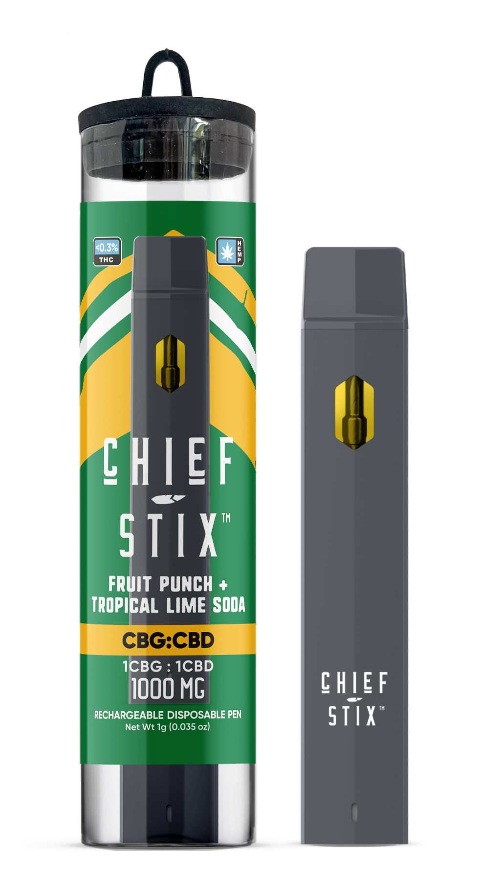 Chief Stix CBG : CBD 1g Disposable Vape Fruit Punch + Tropical Lime Soda - (Unit) - hhemp.co Wholesale 