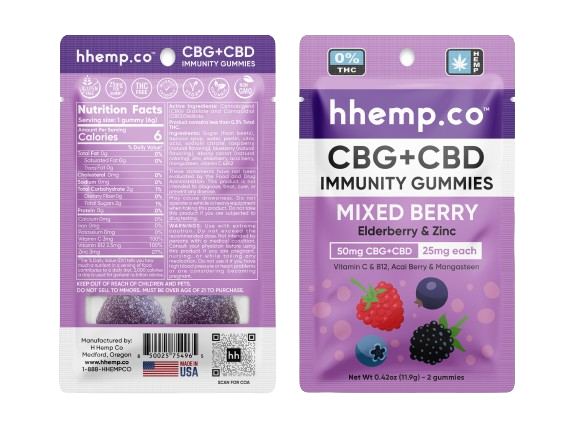 hhemp.co CBG+CBD 50mg Immunity Gummies 2/PK - Unit - hhemp.co Wholesale 