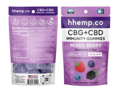 hhemp.co CBG+CBD Immunity Gummies 250mg 10/PK - Unit - hhemp.co Wholesale 