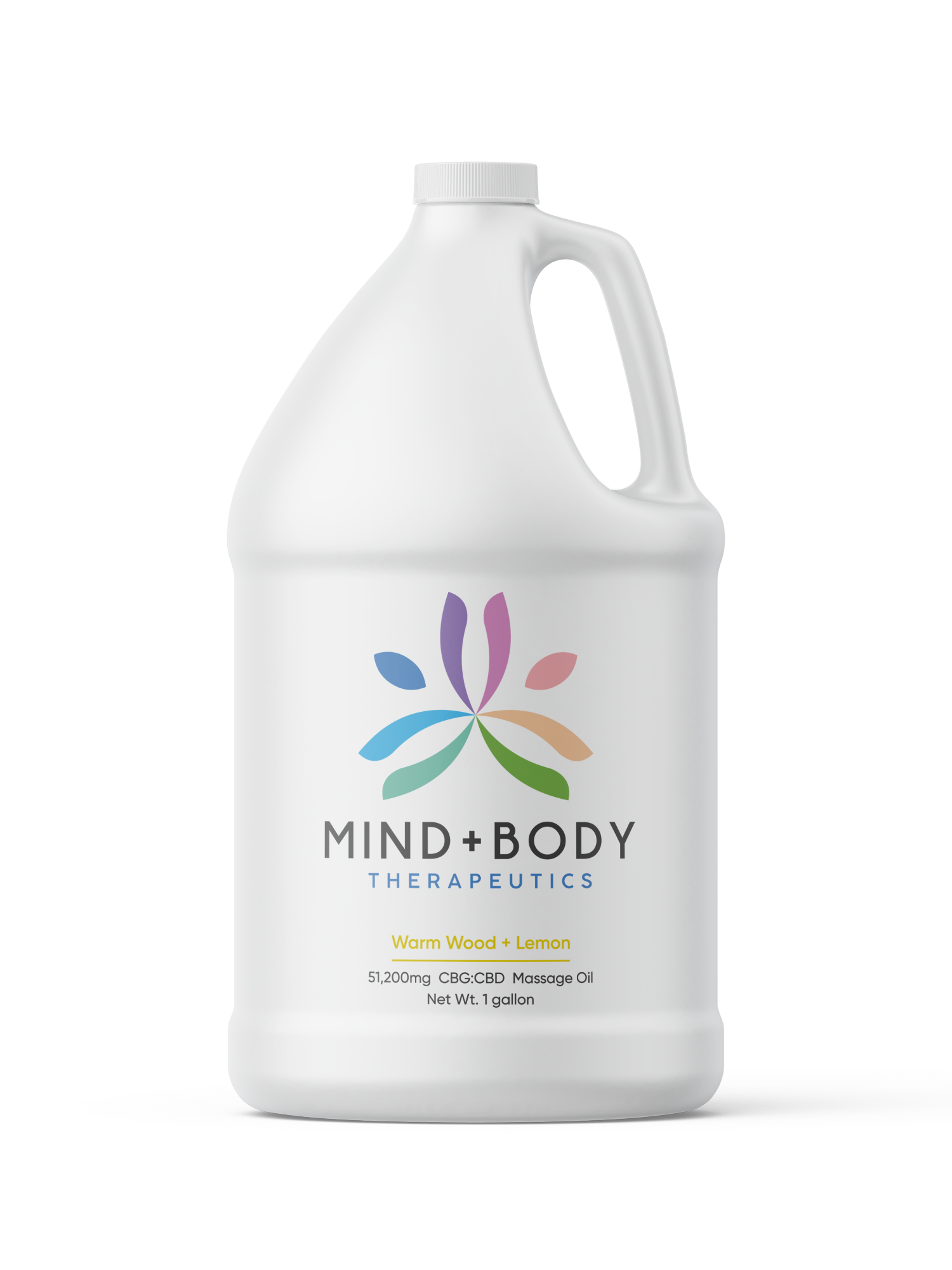 Mind+Body Therapeutics CBG:CBD 51,200mg Massage Oil 1 Gallon - Warm Wood + Lemon - hhemp.co Wholesale 