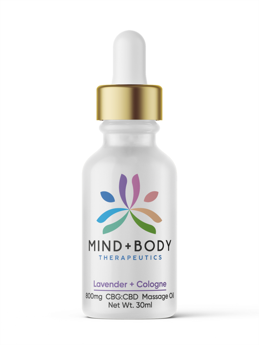 Mind+Body Therapeutics CBG:CBD 800mg Massage Oil 30ml - Lavender + Cologne - Unit - hhemp.co Wholesale 